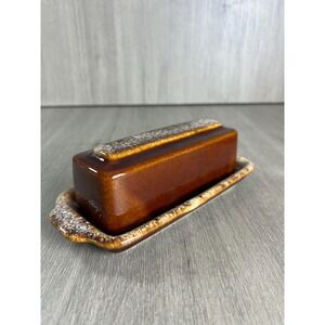 Vintage Hull Brown Drip Glaze Butter Dish USA pottery